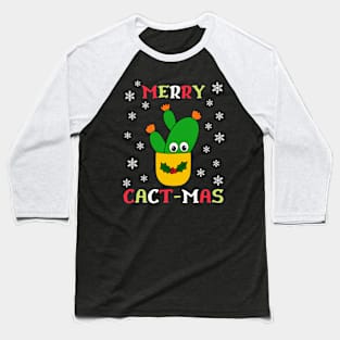 Merry Cact Mas - Opuntia Microdasys Cactus In Christmas Holly Pot Baseball T-Shirt